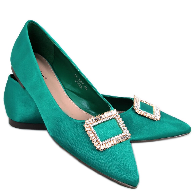 PA1 Eleganti ballerine con pietre Lorella Green verde
