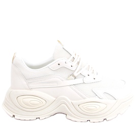 Scarpe sportive da donna beige con suola alta
