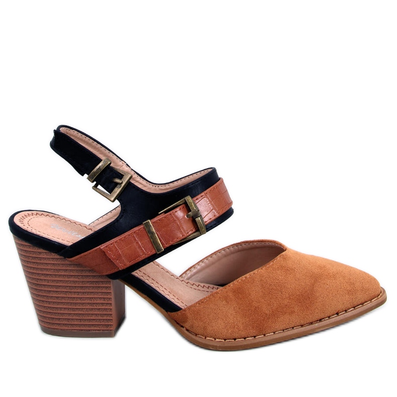 BM Décolleté tacco aperto Chiatti Camel marrone