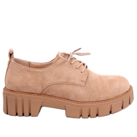 BM Mocassini con plateau Amparo Khaki in camoscio beige cachi