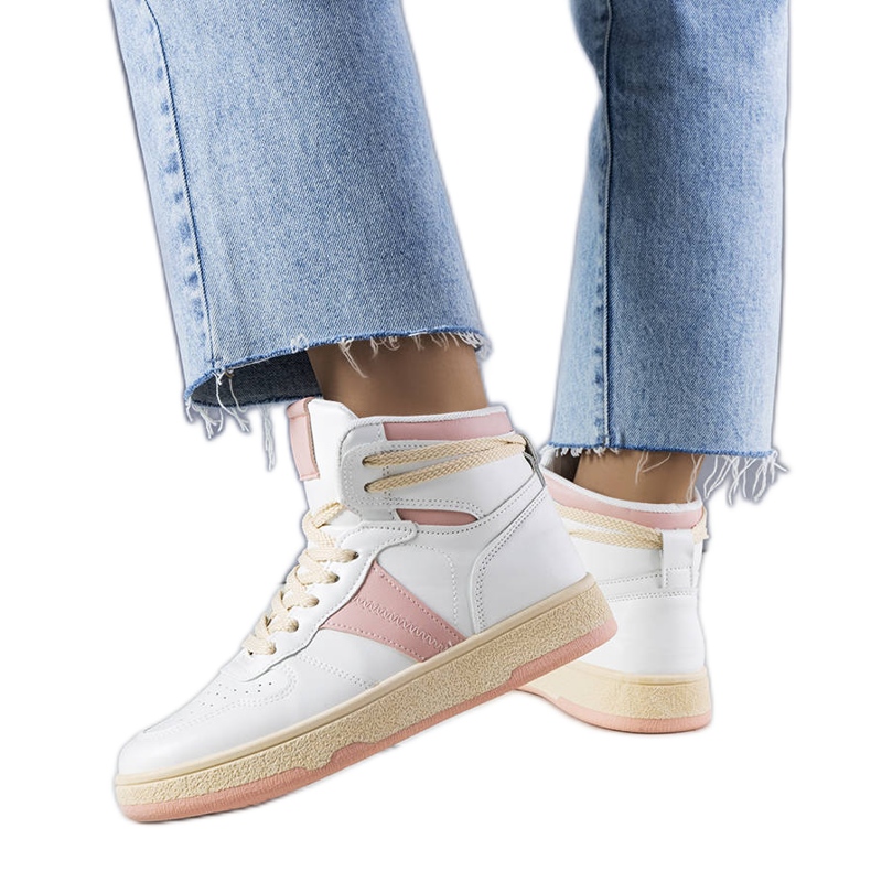 Sneakers alte rosa di Robin bianca