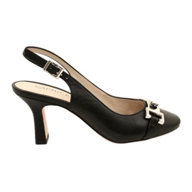 Sandali in pelle femminile con Caprice della decorazione 9-29626-20 022 NERA NAPPA nero