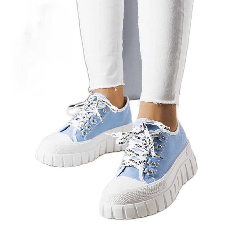 Sneaker con plateau blu di Toni