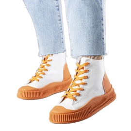 Sneakers arancioni con plateau di Terri bianco