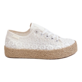 Sneakers da donna con piattaforma intrecciata Big Star LL274199 Bianche bianca