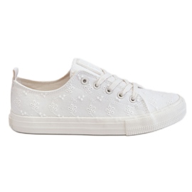Sneakers da donna con ricamo Big Star LL274223 Bianche bianca