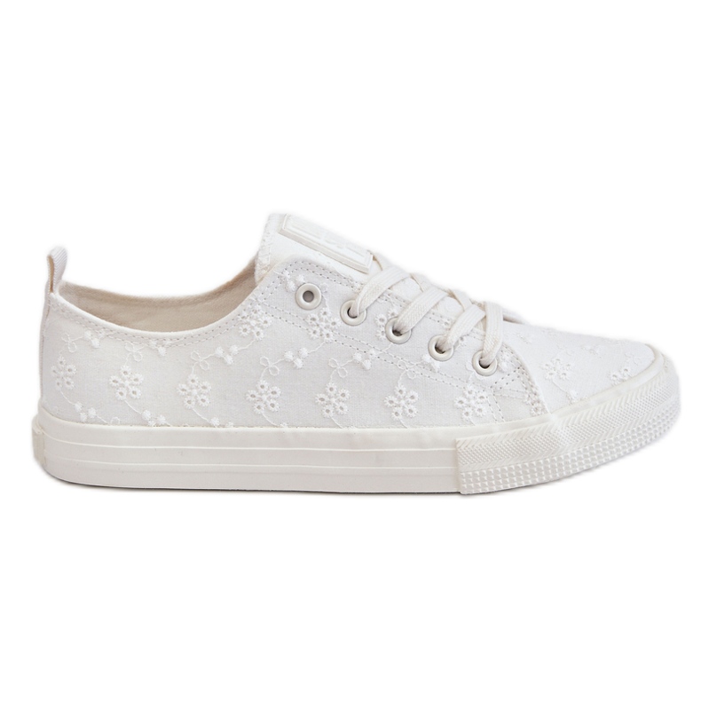 Sneakers da donna con ricamo Big Star LL274223 Bianche bianca
