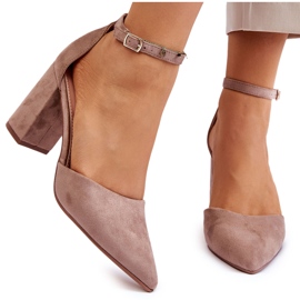 Décolleté con tacco in camoscio Lexie beige scuro