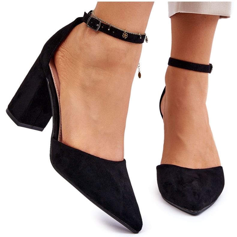 Décolleté con tacco in camoscio Lexie nero