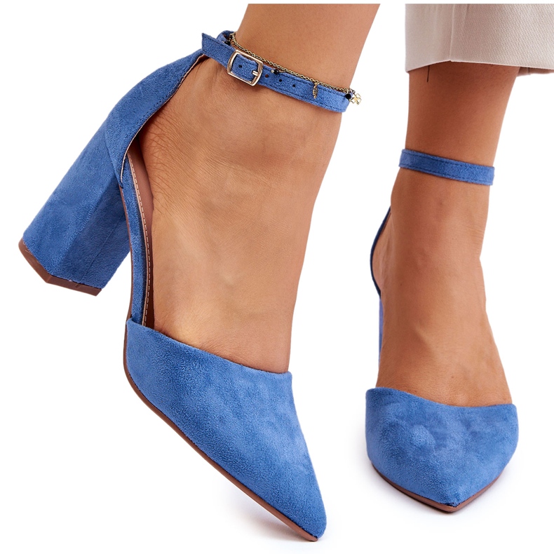 Décolleté con tacco in pelle scamosciata Lexie blu