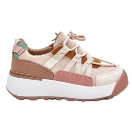 PS1 Scarpe da ginnastica con plateau in pelle scamosciata da donna Rohan beige-marrone