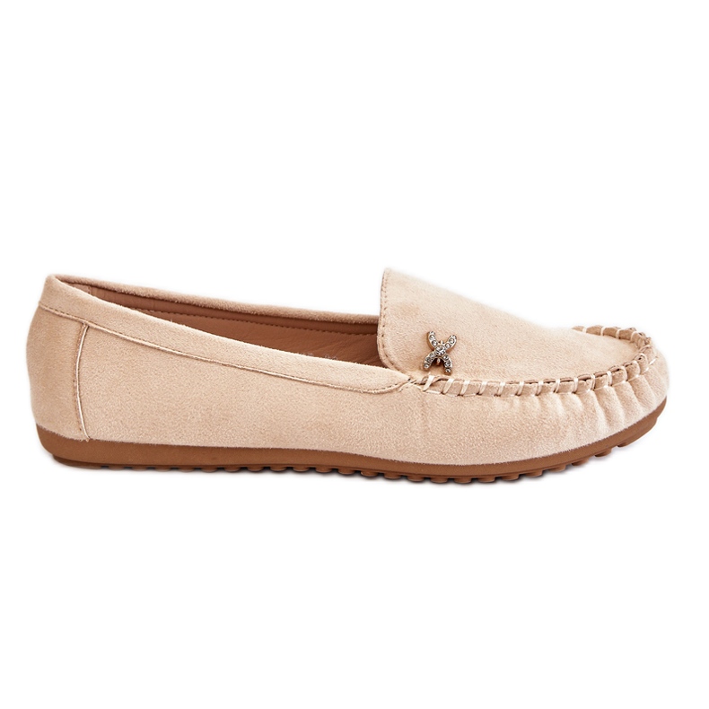 PS1 Mocassini in pelle scamosciata da donna con abbellimenti Leah beige