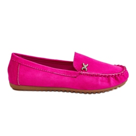 Mocassini in pelle scamosciata da donna con decorazione Leah fucsia rosa
