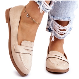PS1 Comodi Mocassini da Donna in Pelle Scamosciata Beige Lucca