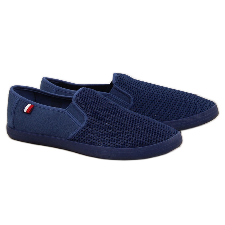 Sneakers da uomo slip-on blu navy traforate NEWS