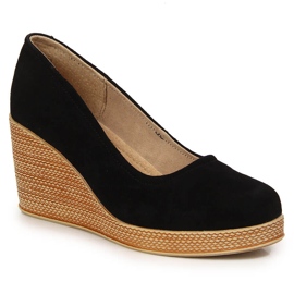 Decolleté con zeppa in pelle camoscio nero Filippo DP3521