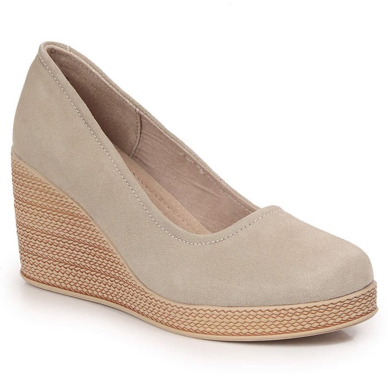 Décolleté con zeppa in camoscio beige Filippo DP3521