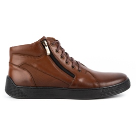 Kampol Scarpe da uomo sneakers in pelle 120SW marrone