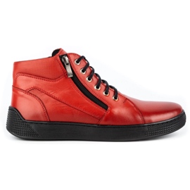 Kampol Scarpe da uomo sneakers in pelle 120SW rosse rosso