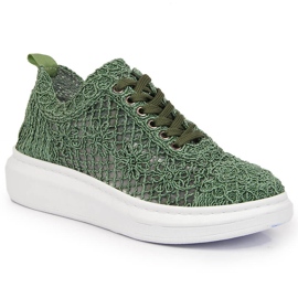 Scarpe stringate da donna sulla piattaforma verde Artiker 50C1119