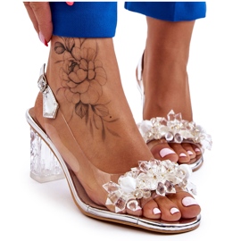 S.Barski Sandali Alla Moda Con Perline Silver Terrance argento