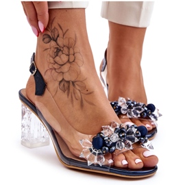 S.Barski Sandali Alla Moda Con Perline Navy Terrance blu navy