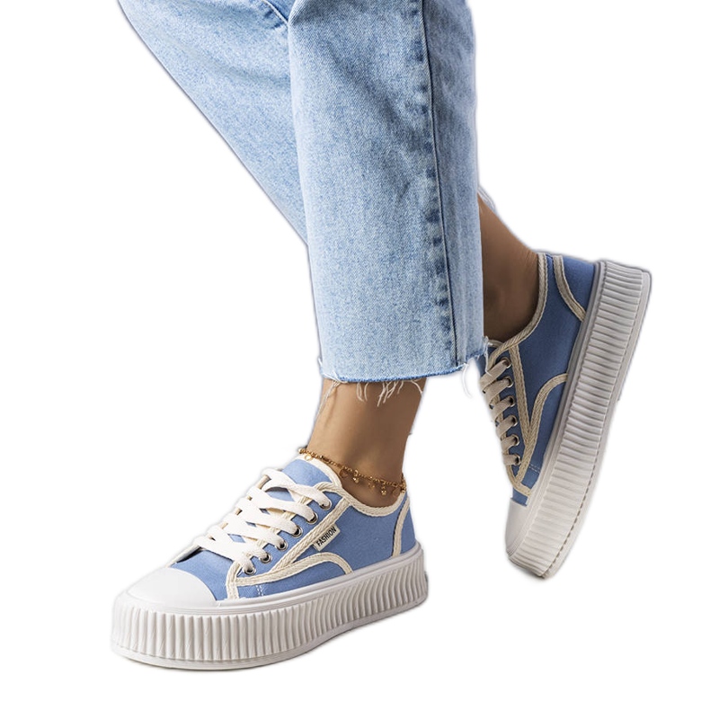 Sneaker Connie blu con plateau