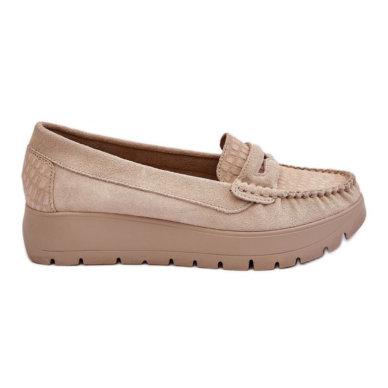 Lemar Mocassini con plateau in camoscio beige chiaro Milana