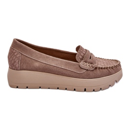 Lemar Milana Mocassini Con Plateau In Pelle Scamosciata Beige Scuro