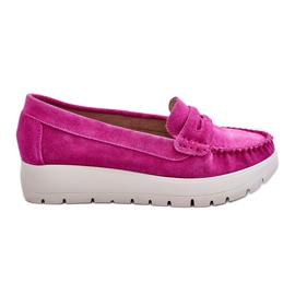 Lemar Mocassini con plateau in pelle scamosciata Milana fucsia rosa