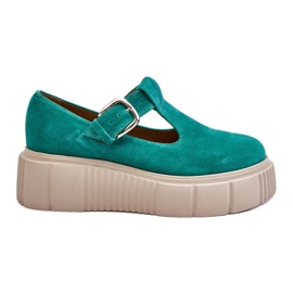 Lemar Scarpe brogue alla moda in pelle scamosciata su un'enorme piattaforma verde Colson