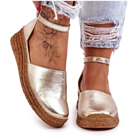 Lemar Espadrillas in pelle da donna Sandali Golden Moise d'oro