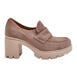 Lemar Arabell in pelle scamosciata tacco grosso e piattaforma scarpe beige scuro