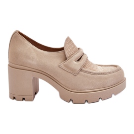 Lemar Arabell in pelle scamosciata tacco grosso e piattaforma scarpe beige chiaro