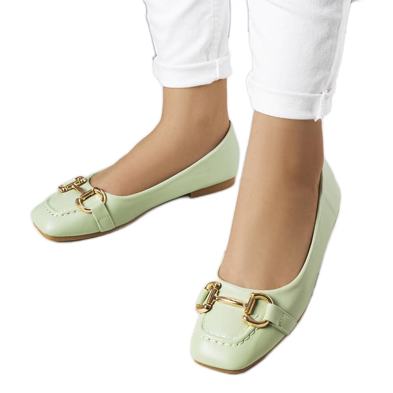 Ballerine verdi con decoro Iris oro verde