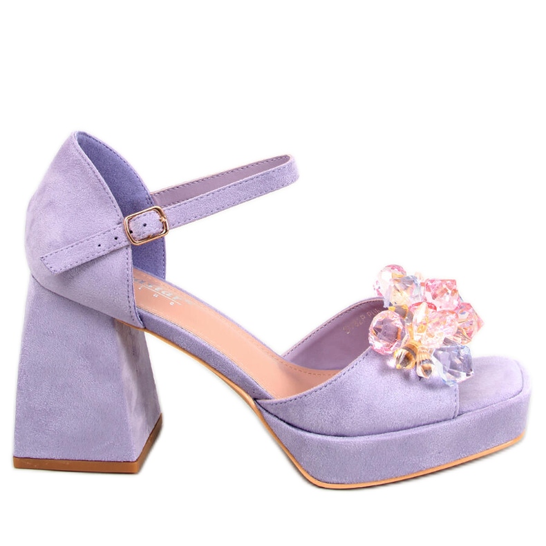 BM Sandali tacco largo con pietre Mirella Purple viola