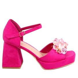 BM Sandali su tacco largo con pietre Mirella Fucsia rosa