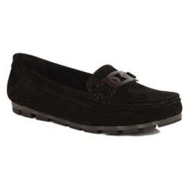 Mocassini piatti da donna in pelle nera Filippo DP3630 nero