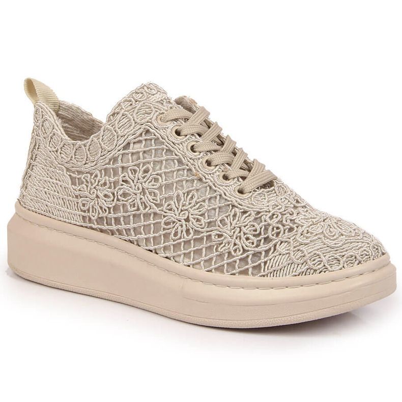 Scarpe stringate da donna sulla piattaforma beige Artiker 50C1117