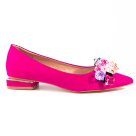 Décolleté Shelovet con tacco basso da donna in camoscio fucsia rosa