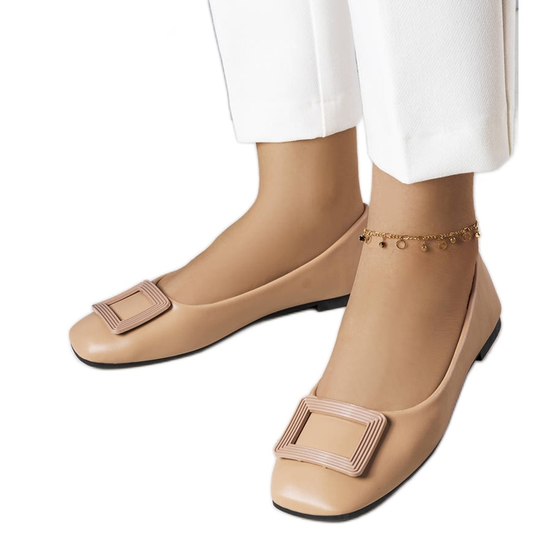 Ballerine marroni con fibbia Sheller beige