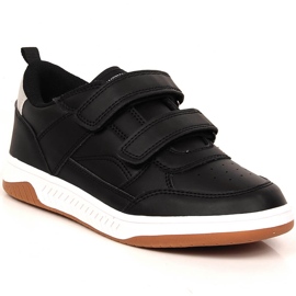 Scarpe sportive da bambino nere American Club 112/23 realizzate in pelle ecologica nero