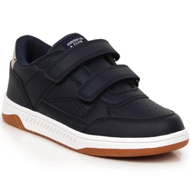 Scarpe sportive per bambini in pelle ecologica blu navy American Club 112/23
