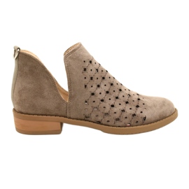 DASZYŃSKI Stivaletti In Pelle Scamosciata Traforati Con Taglio Carine beige marrone
