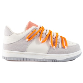 Sneakers Shelovet con lacci arancioni bianco