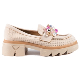 Seastar Mocassini donna Shelovet in camoscio con cristalli beige