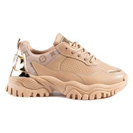Sneakers Shelovet beige da donna con suola spessa