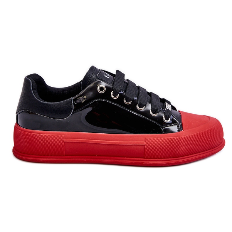Sneakers da donna con piattaforma laccata GOE LL2N4021 nere-rosse nero rosso