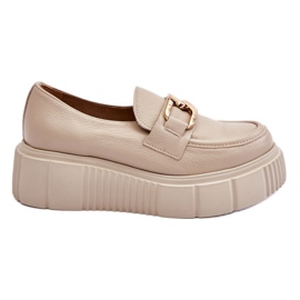 Lemar Scarpe con plateau in pelle alla moda Beige Marsol