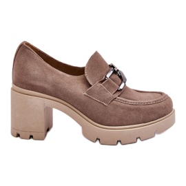 Lemar Eleganti Francesine Sul Tacco Con Decorazione Harmell Beige Argento Scuro